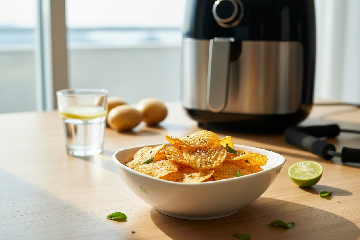 Air fried potato chips healthy lifestyle