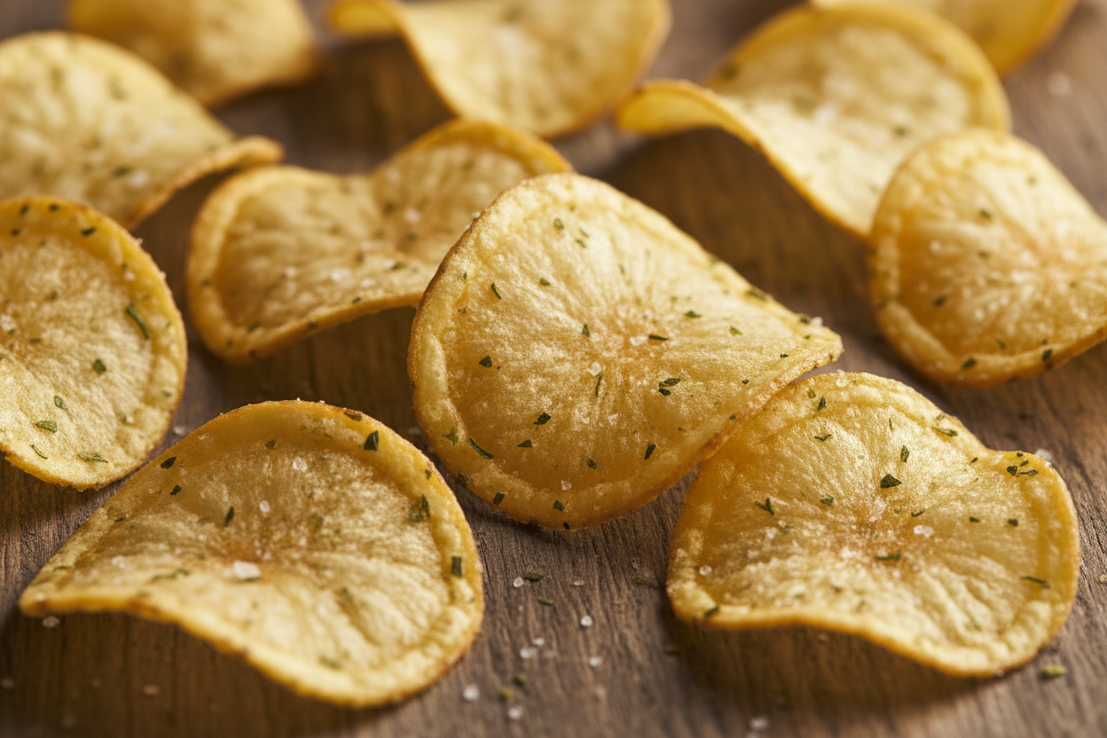 Close-up of air fried potato chips