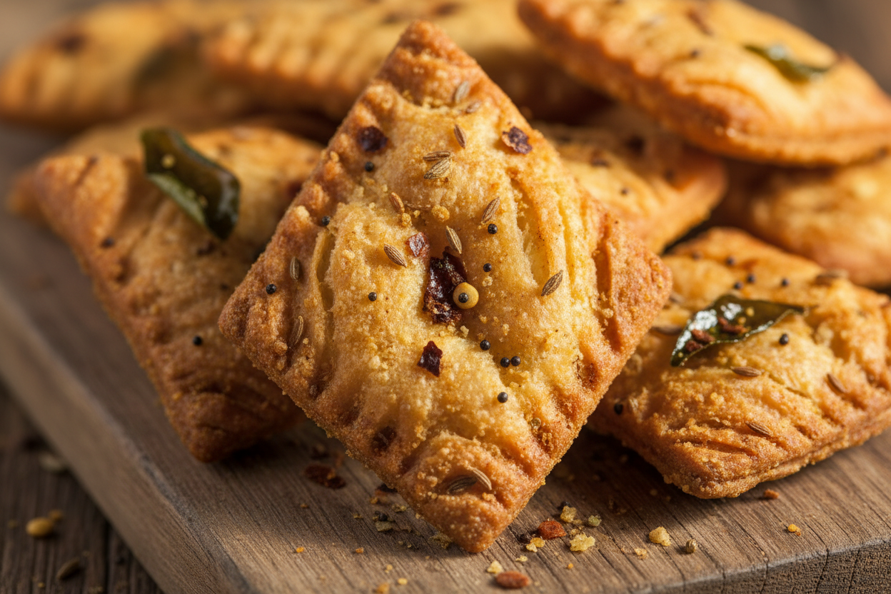 Close-up of spiced Shankarpole