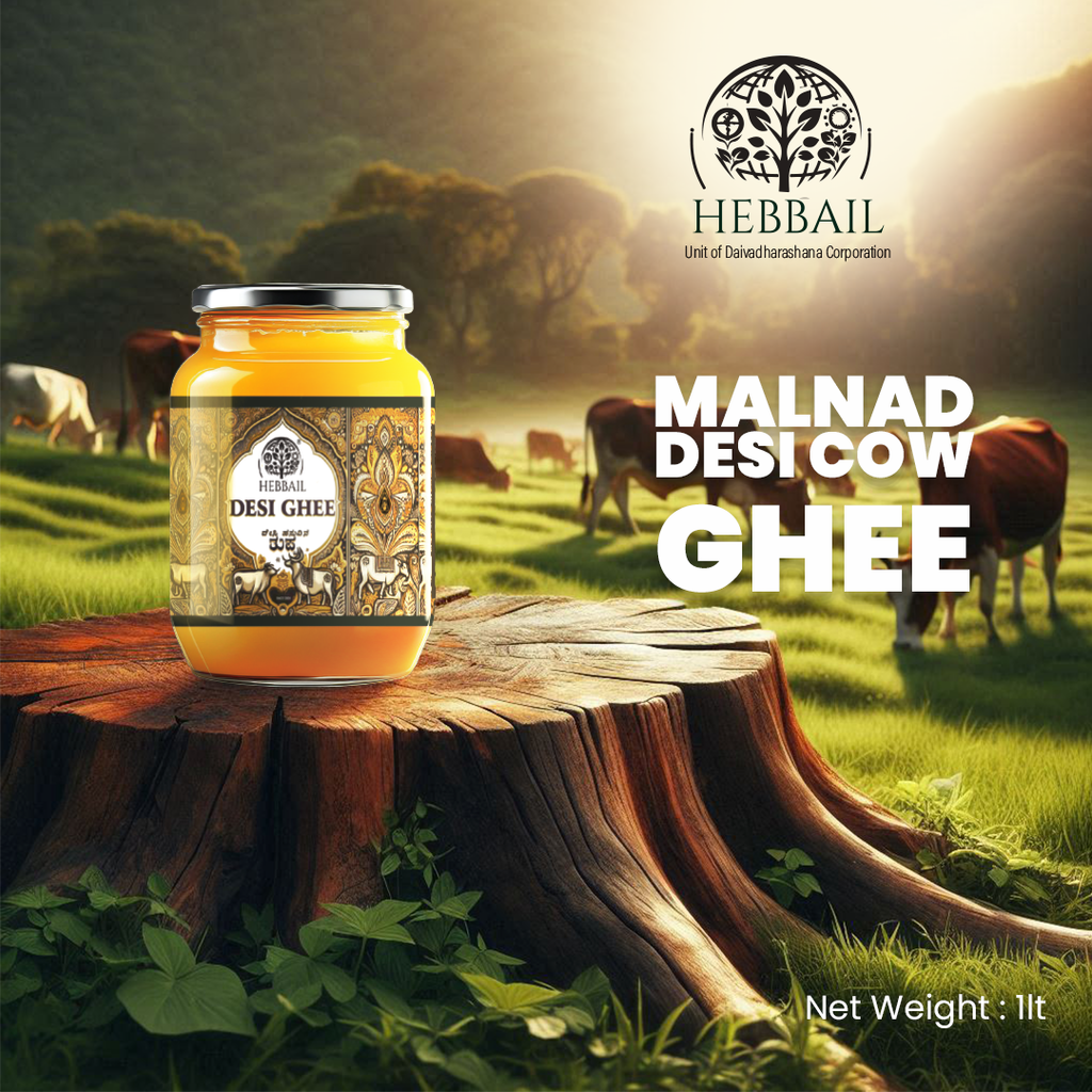 Hebbail Desi A2 Cow Ghee  1000 ML| Traditional Bilona Method | Malenadu Grazing Cows
