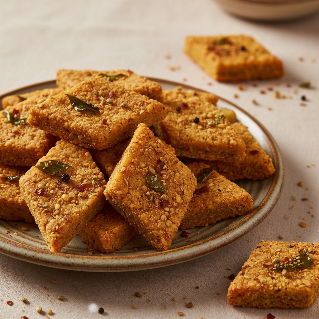 Masala Shankarpole on ceramic plate